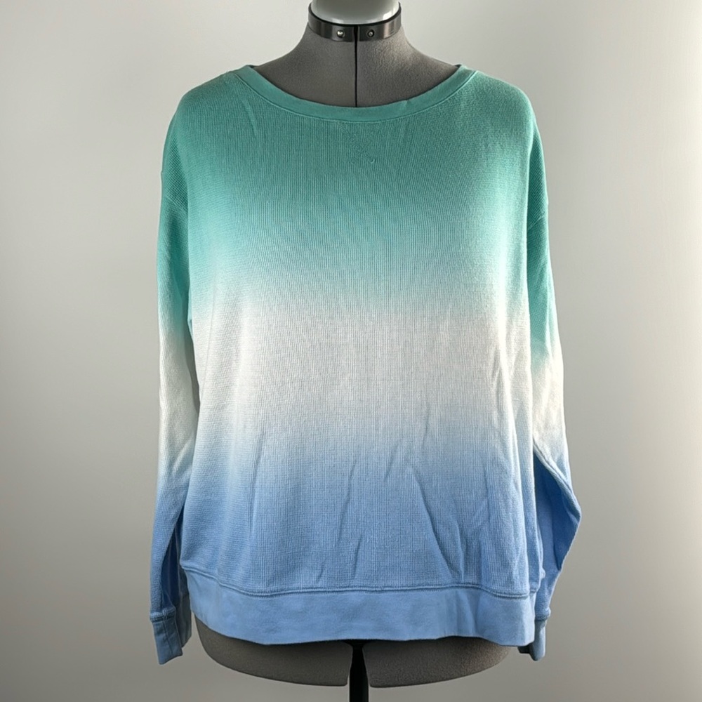 SPLENDID™️ Women's Size L Long Sleeve Dip Dye Crew Neck Pullover